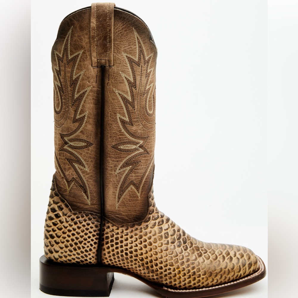 DAN POST - FAUX PYTHON WESTERN BOOTS - BROAD SQUARE TOE